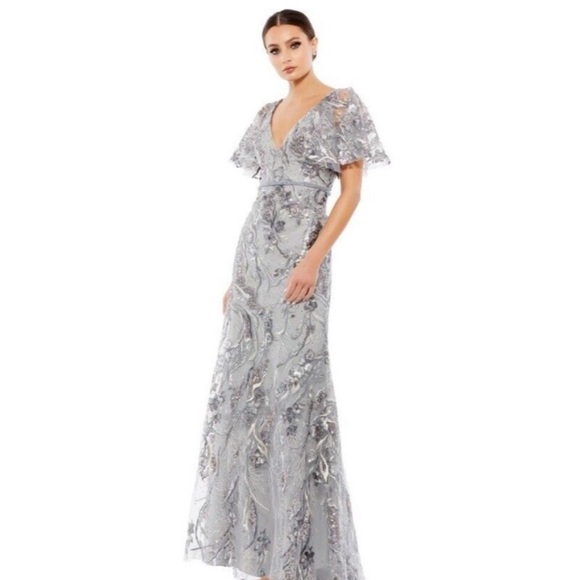 Mac Duggal Embroidered Sequined Gown Dress Size 4 Style 67908 - Picture 3 of 16